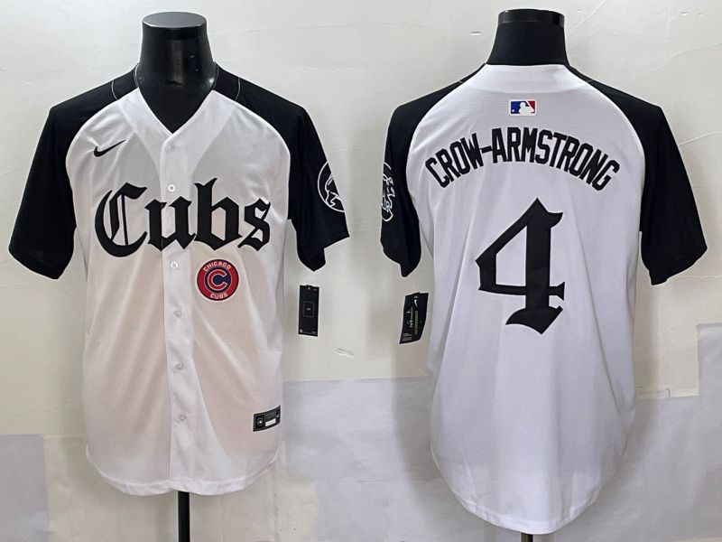Men 2025 Chicago Cubs #4 Crow-Armstrong white black Five generations Joint Name Nike MLB Jersey style 10->chicago cubs->MLB Jersey